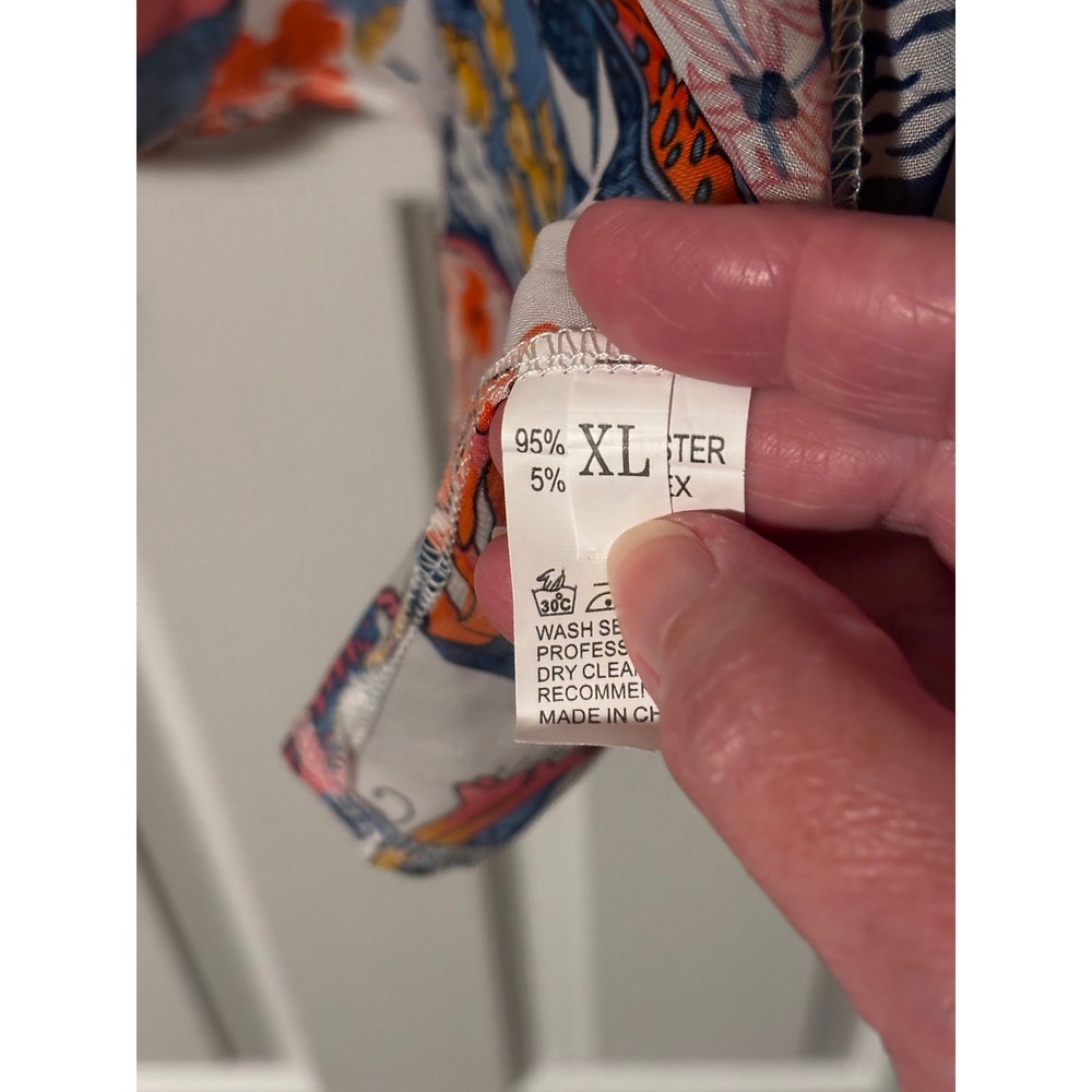 Womens Floral Kimono Cover Up XL Multicolor Tropical Print Open Front Cardigan - Picture 3 of 3